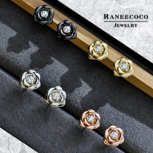 Women's Gold Plated Sterling Silver Rose Flower Earring - Picture 4 of 11